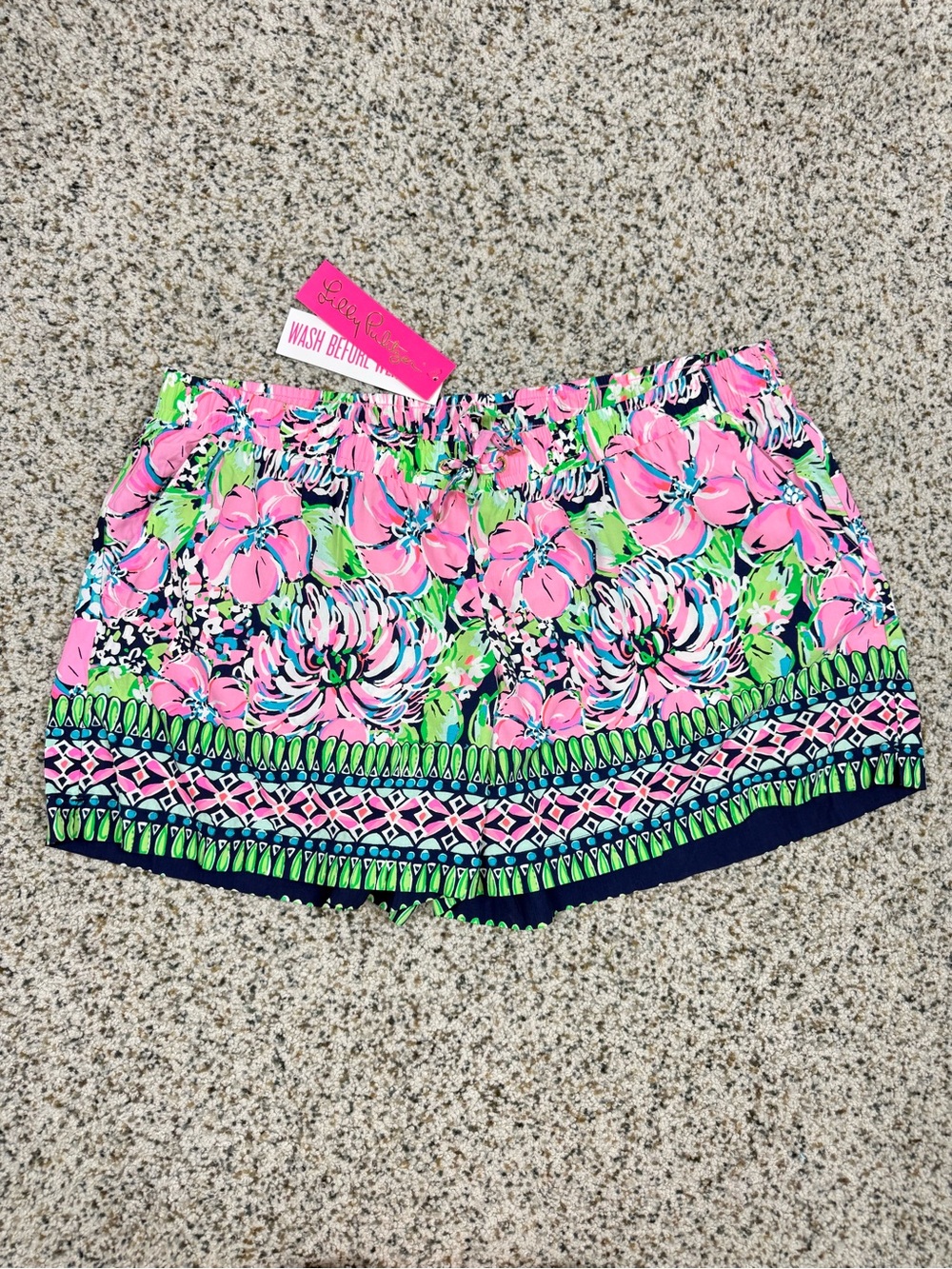 Lilly Pulitzer Katia Shorts Womens XL High Tide Navy Pink Blue Preppy Summer NWT